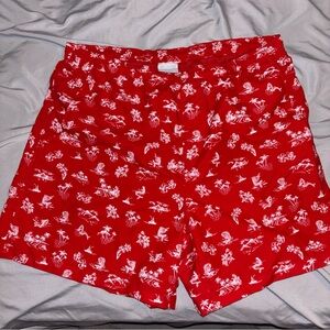 Columbia Red and White Men Swim Board Shorts